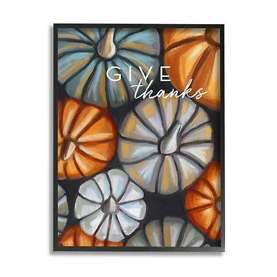 Stupell Industries Give Thanks Autumn Phrase Framed Giclee Art