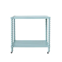 Hello Honey® Blue Rubberwood 2-Tier Bar Cart on Wheels, Blue