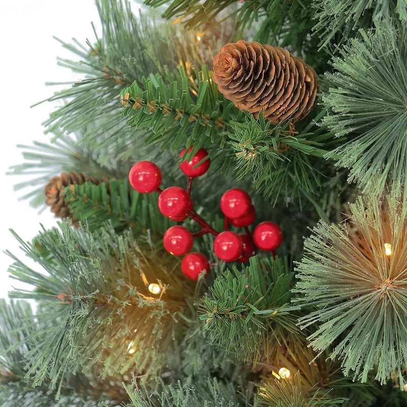 30" Pre-Lit Urn Filler with Battery-Operated Timer Set