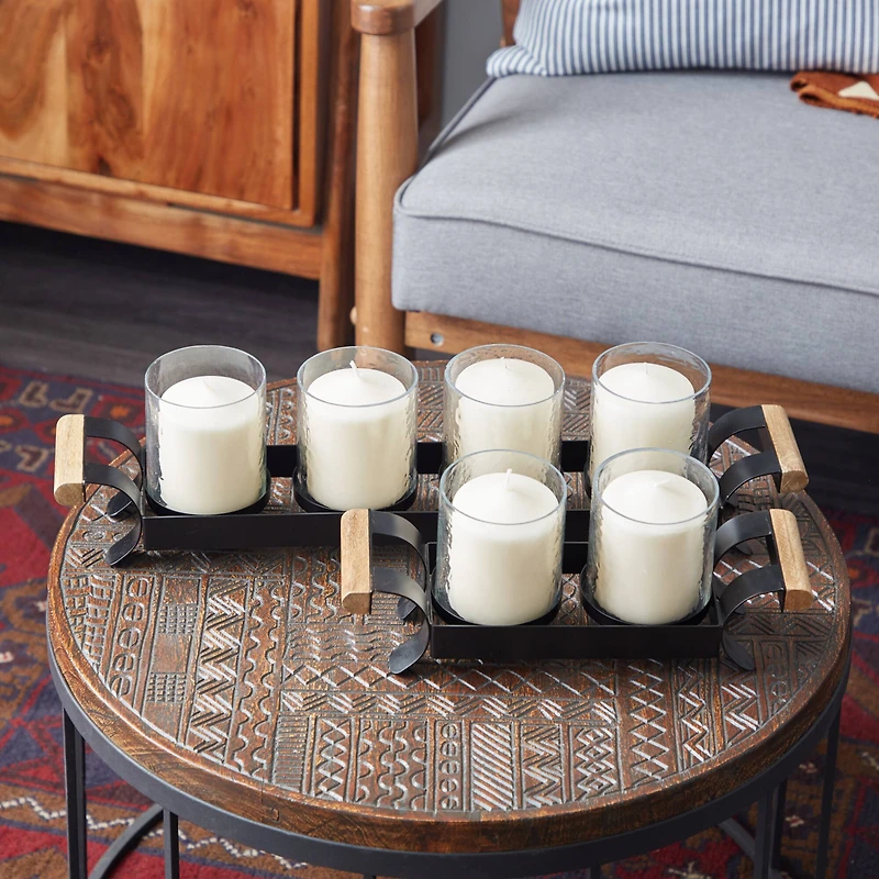 Set of 2 Black Metal Candle Holder, 12.75", 21.25"