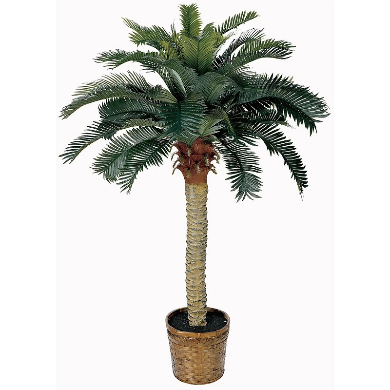 4ft. Sago Silk Palm Tree in Wicker Basket Pot