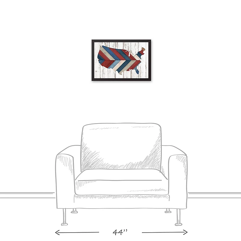 Herringbone Americana USA Black Framed Canvas