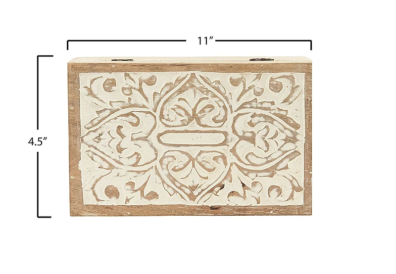 Hello Honey® Handcarved & Whitewashed Mango Wood Box Set