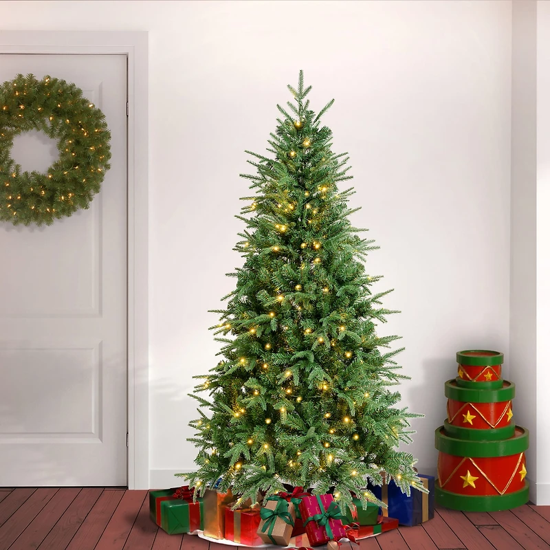 6ft. Pre-Lit Feel-Real® Duxbury Artificial Christmas Tree, Warm White LED Lights