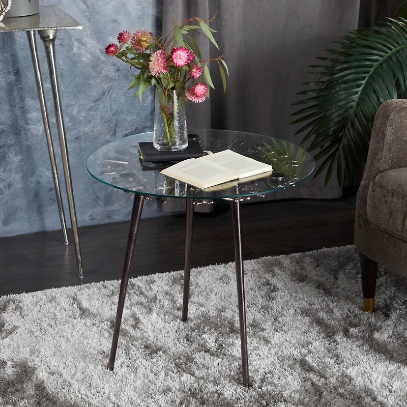 Black Aluminum Modern Accent Table, 22" x 22" x 22"