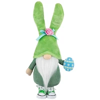 15" Green Gnome with Bunny Ears Easter Figure