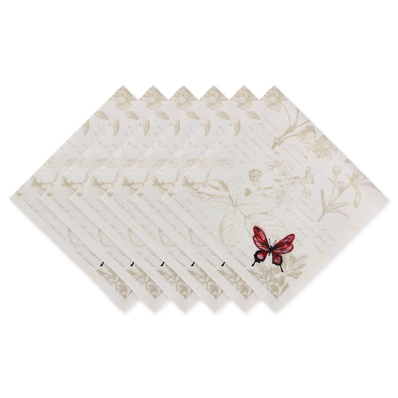 Botanical Butterfly Embroidered Napkin Set, 6ct.