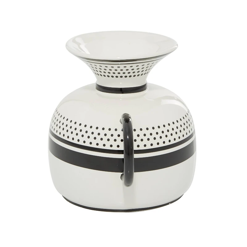 White Ceramic Eclectic Vase, 6" x 8" x 6"