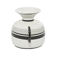 White Ceramic Eclectic Vase, 6" x 8" x 6"