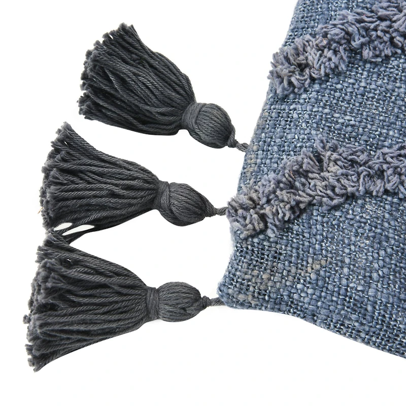 Hello Honey® Stonewashed Blue Tufted Chevron Pattern Slub Pillow