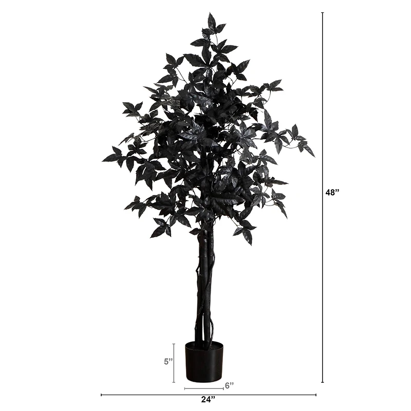 4ft. Artificial Halloween Black Maple Tree with Natural Trunk