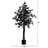 4ft. Artificial Halloween Black Maple Tree with Natural Trunk