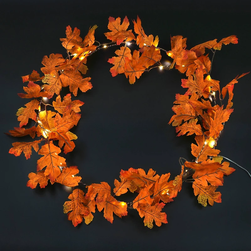 42ct. Warm White LED Brown Leaf Garland String Lights by Ashland®