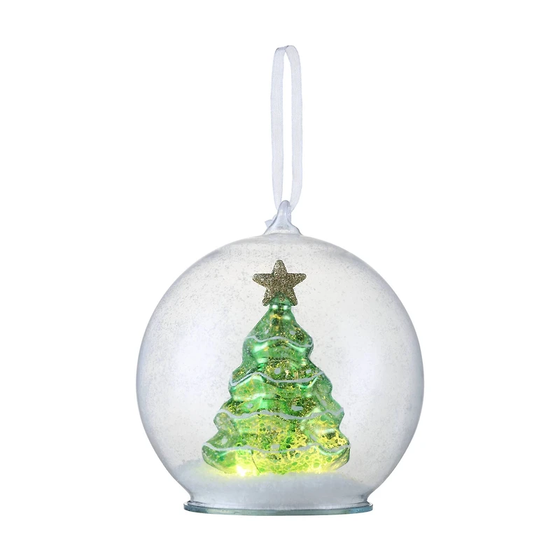 Green Mercury Glass Tree Globe Ornament