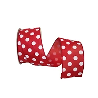 JAM Paper 2.5" x 15yd. Sweet Dots Red Wired Ribbon