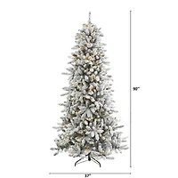 7.5ft. Pre-Lit Flocked Livingston Fir Artificial Christmas Tree with Pinecones and Clear Warm LED Lights