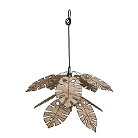 Hello Honey® Antique Brass Finish & Natural Round Metal & Banana Fiber Leaf Hanging Pendant Lamp