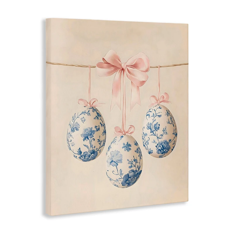 Stupell Industries Blue Floral Coquette Easter Eggs Canvas Wall Art