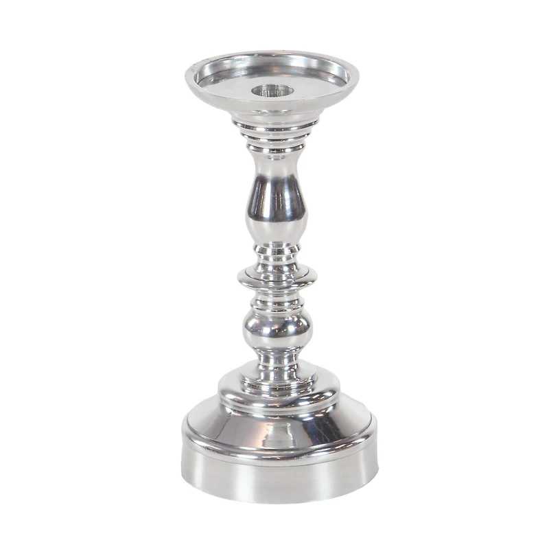Silver Aluminum Traditional Pillar Candle Holder