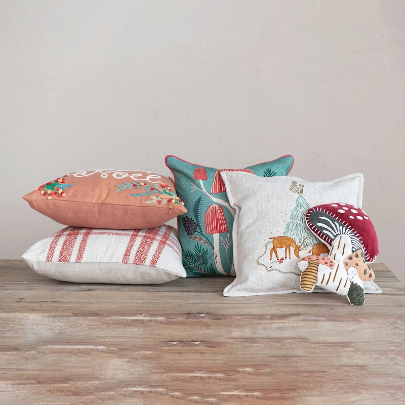 Hello Honey® 20" Joyeux Noel Embroidered Cotton Pillow