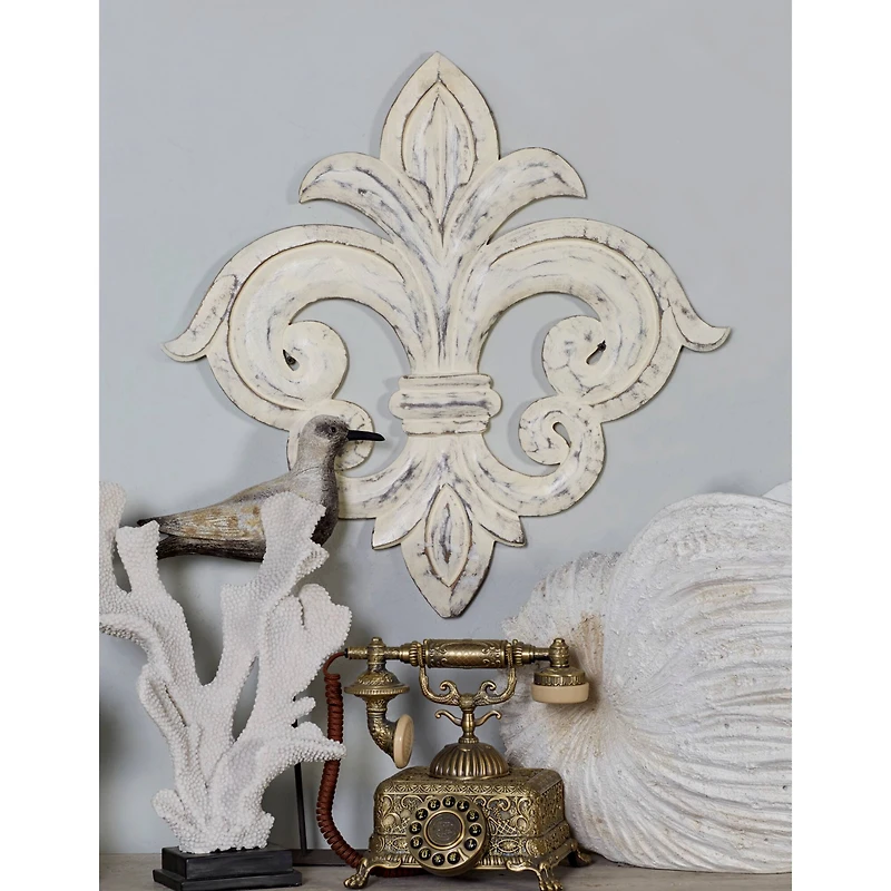 24" White French Themed Wood Wall Décor
