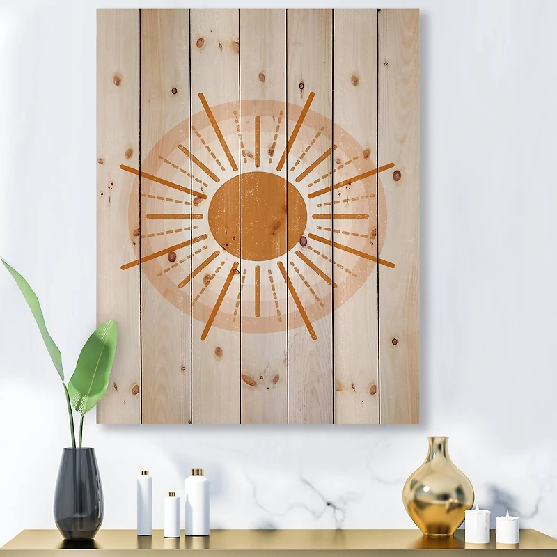 Designart - Minimal Orange Radiant Sun II