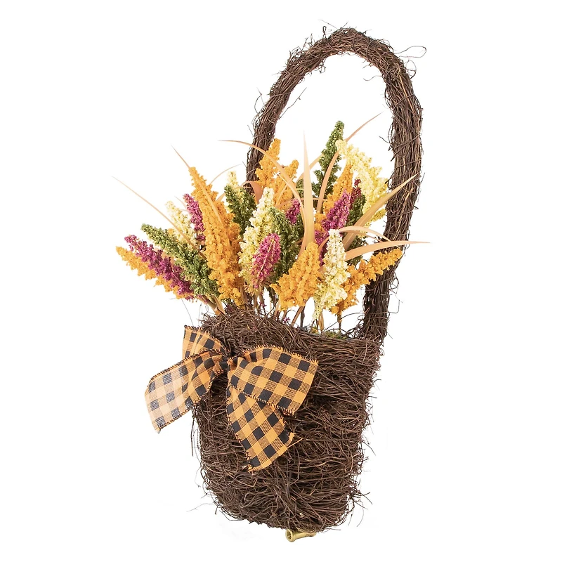 22" Autumn Harvest Hanging Basket with Artificial Fall Foliage
