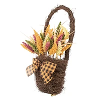 22" Autumn Harvest Hanging Basket with Artificial Fall Foliage