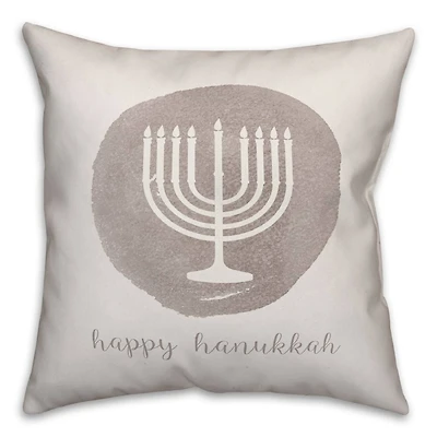 Watercolor Menorah 18x18 Spun Poly Pillow