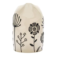 Hello Honey® 62oz. Cream & Black Hand-Painted Embossed Flowers Stoneware Pitcher
