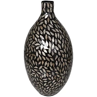 22" Black Mother of Pearl Handmade Mosaic Floral Inspired Vase