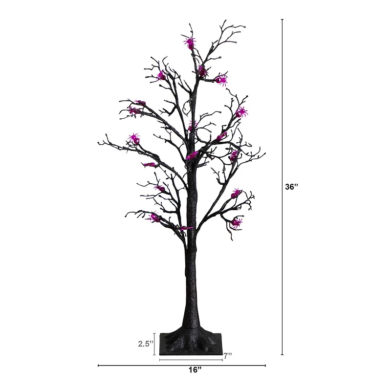 3ft. Pre-Lit Artificial Halloween Spider Twig Tree with 36 Purple LED Lights