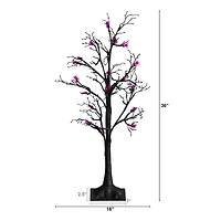 3ft. Pre-Lit Artificial Halloween Spider Twig Tree with 36 Purple LED Lights