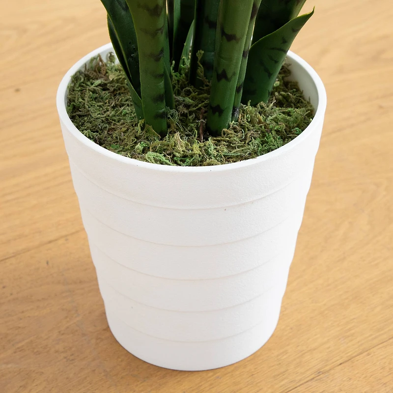 3ft. UV Resistant Artificial Snake Plant in White Decorative Planter