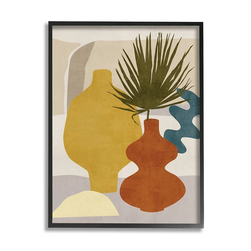 Stupell Industries Desert Summer Abstract Vases Wall Art in Black Frame