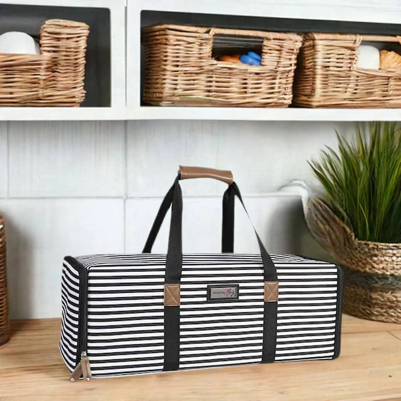 Everything Mary Black & White Stripes Die-Cut Machine Carrying Case