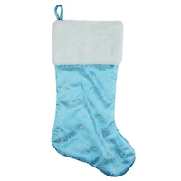 20.5" Glitter Snowflake Christmas Stocking, Blue