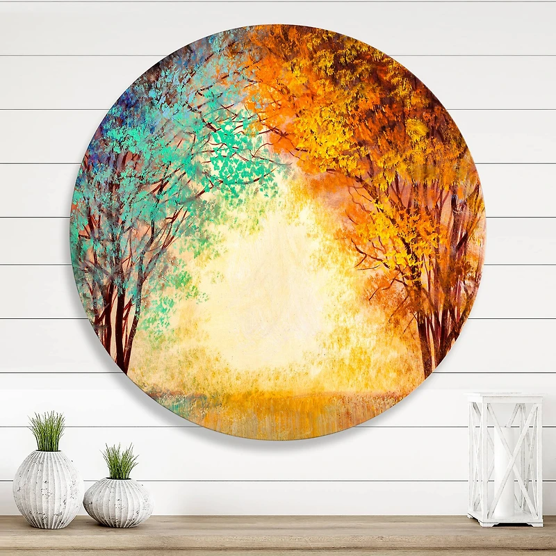 Designart - Alley Through The Park In Autumn Sunset