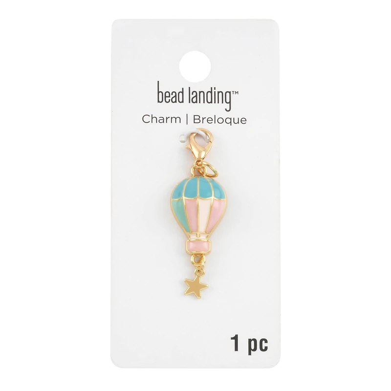 Gold, Pink & Blue Hot Air Balloon Charm by Bead Landing™