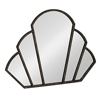 Hello Honey® 33" Black Distressed Metal Scallop Shaped Wall Mirror