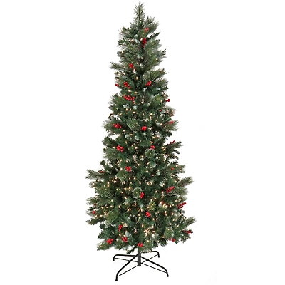 6.5ft. Pre-lit Artificial Meadowlark Pencil Hinged Tree, Clear Lights