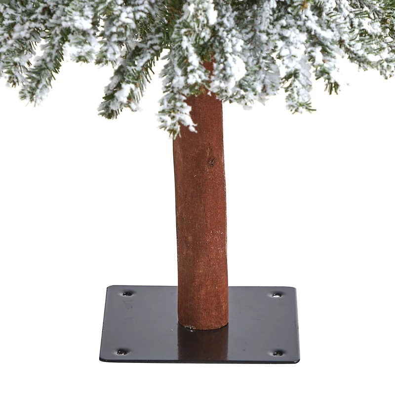 4ft. Pre-Lit Flocked Grand Alpine Artificial Christmas Tree, Clear LED Lights