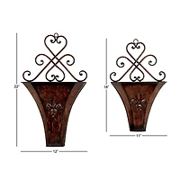 Brown Metal Traditional Planter Set