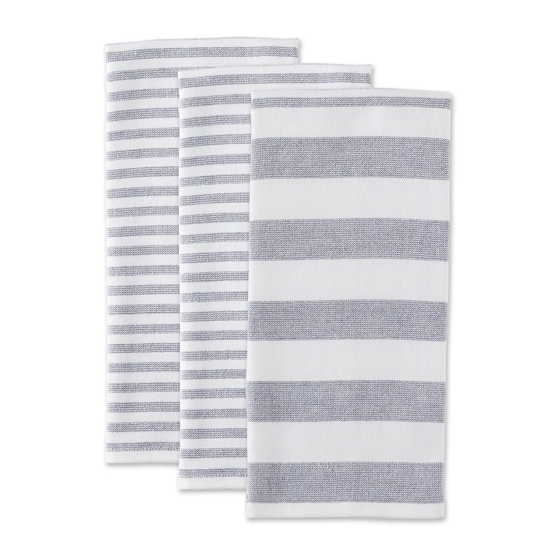 DII® French Blue Nautical Stripe Terry Dishtowels, 3ct.