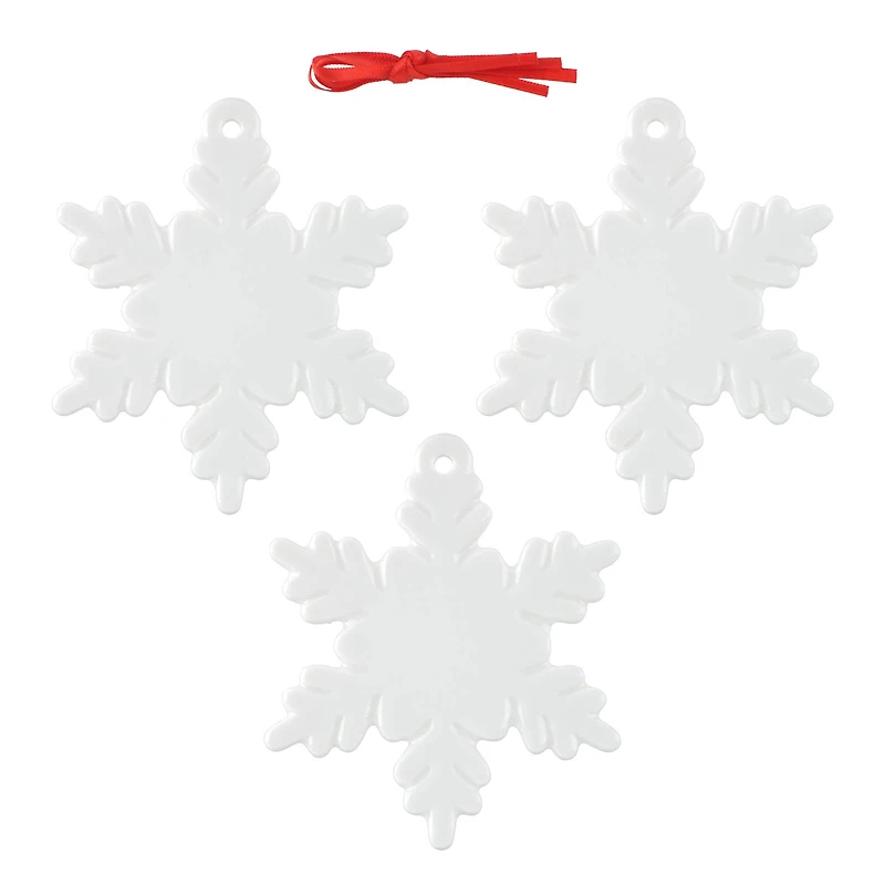 3.75" Snowflake Ceramic Sublimation Ornaments, 3ct. by Make Market®