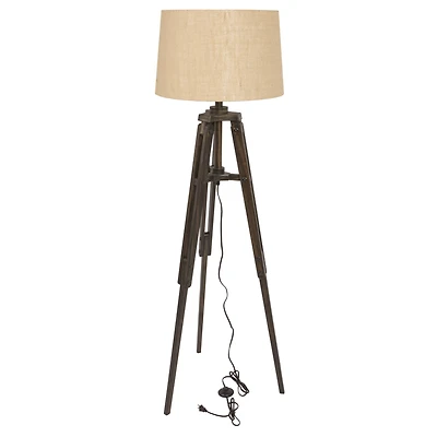 Hello Honey® 5ft. Mid-Century Modern Wood Floor Lamp with Burlap Drum Shade