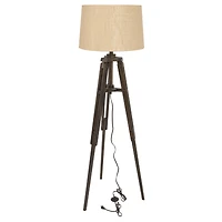 Hello Honey® 5ft. Mid-Century Modern Wood Floor Lamp with Burlap Drum Shade