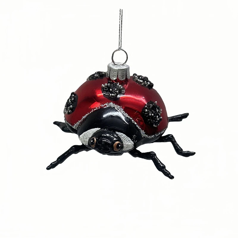3.75" Red & Black Ladybug Glass Ornament by Ashland®