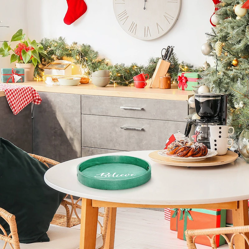 Elegant Designs™ 13.8" Round Believe Serving Tray with Handles