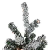 7.5ft. Pre-Lit Full Flocked Natural Emerald Artificial Christmas Tree, Clear Lights